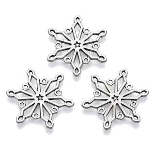 Dije Copo de Nieve Estilo Tibetano Tono Plata Envejecida 25x22x1.5mm | 7 uds