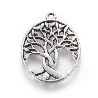 Dije Árbol de la Vida Estilo Tibetano Tono Plata Envejecida 31.5x23.5x1.5mm | 3 uds