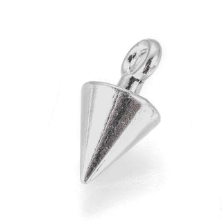 Dije Cono Mini Estilo Tibetano Tono Plata Envejecida 13x6.5mm | 12 uds