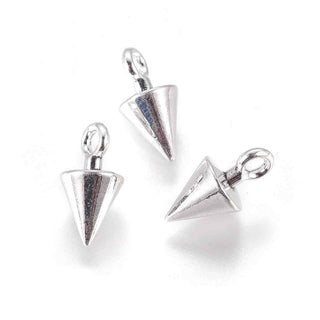 Dije Cono Mini Estilo Tibetano Tono Plata Envejecida 13x6.5mm | 12 uds