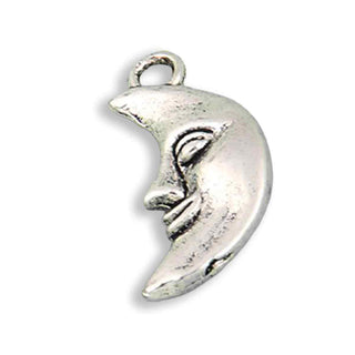 Dije Luna Sonriente Estilo Tibetano Tono Plata Envejecida 19x9.5x3mm | 9 uds
