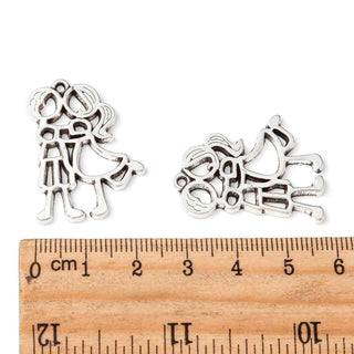 Dije Pareja Estilo Tibetano Tono Plata Envejecida 31x24x2mm | 3 uds