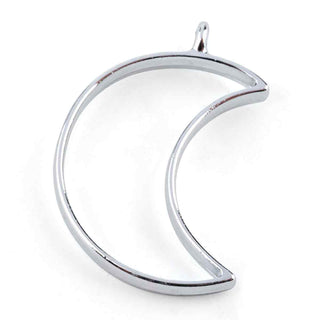 Bisel con forma de Luna para aplicación de Resina Tono Platino 38x25.5x3.5mm | 2 uds