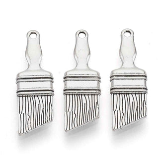 Dije Brocha Estilo Tibetano Tono Plata Envejecida 26.5x9x2.5mm | 8 uds