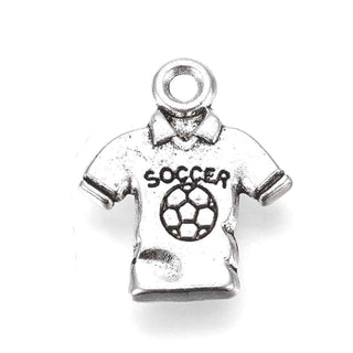 Dije Camiseta de Fútbol N°9 Estilo Tibetano Tono Plata Envejecida 18.5x15x2mm | 4 uds