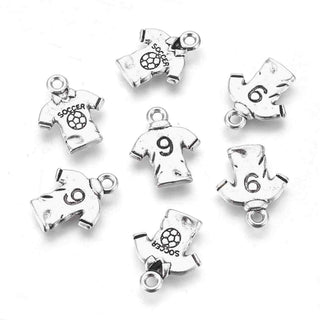 Dije Camiseta de Fútbol N°9 Estilo Tibetano Tono Plata Envejecida 18.5x15x2mm | 4 uds
