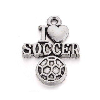 Dije "Amo el Fútbol" Estilo Tibetano Tono Plata Envejecida 22x16.7x2mm | 8 uds