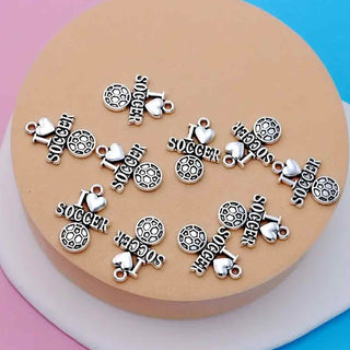 Dije "Amo el Fútbol" Estilo Tibetano Tono Plata Envejecida 22x16.7x2mm | 8 uds
