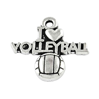 Dije "Amo el Voleibol" Estilo Tibetano Tono Plata Envejecida 19x20.7x3mm | 8 uds
