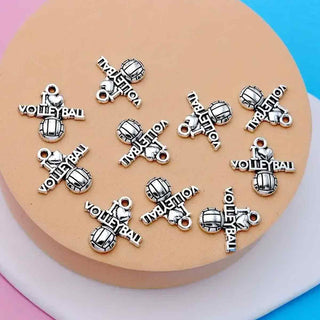 Dije "Amo el Voleibol" Estilo Tibetano Tono Plata Envejecida 19x20.7x3mm | 8 uds