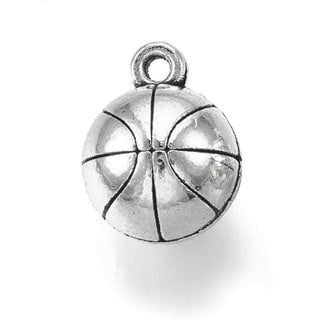 Dije Balón de Baloncesto Estilo Tibetano Tono Plata Envejecida 14x11mm | 3 uds