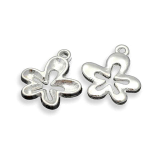 Dije Flor Estilo Tibetano Tono Plata 17x15x2mm | 14 uds