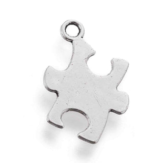 Dije Pieza de Rompecabezas Símbolo del Autismo Estilo Tibetano Tono Plata Envejecida 22x14x1mm | 10 uds