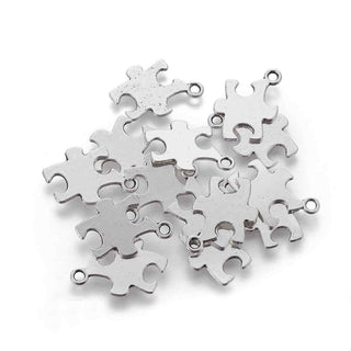 Dije Pieza de Rompecabezas Símbolo del Autismo Estilo Tibetano Tono Plata Envejecida 22x14x1mm | 10 uds