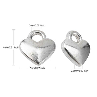 Mini Dije Corazón Estilo Tibetano Tono Plata Envejecida 8x7x2.5mm | 18 uds