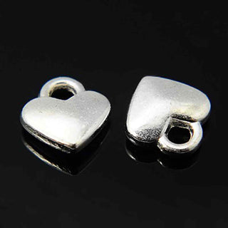 Mini Dije Corazón Estilo Tibetano Tono Plata Envejecida 8x7x2.5mm | 18 uds