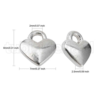 Colgantes de aleación estilo tibetano, pequeño corazón, 8x7x2.5mm.