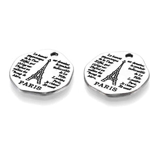 Dije Redondo París Estilo Tibetano Tono Plata Envejecida 19.5x19x1.5mm | 5 uds