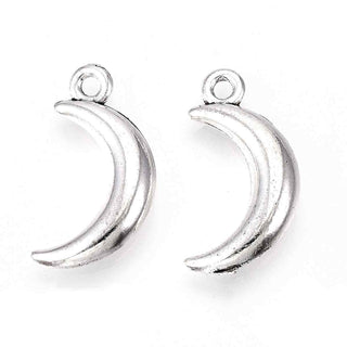Dije Luna Estilo Tibetano Tono Plata Envejecida 18x9.5x3mm | 10 uds