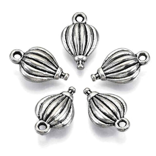 Dije Globo Aerostatíco Estilo Tibetano Tono Plata Envejecida 18x11x5mm | 6 uds