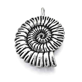 Maxi Dije Concha Espiral Estilo Tibetano Tono Plata Envejecida 37x27x7mm | 1 ud
