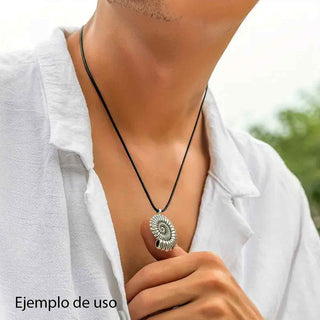 Maxi Dije Concha Espiral Estilo Tibetano Tono Plata Envejecida 37x27x7mm | 1 ud