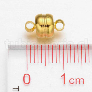 Cierre magnético de latón, ovalado, color oro, 11x7mm.