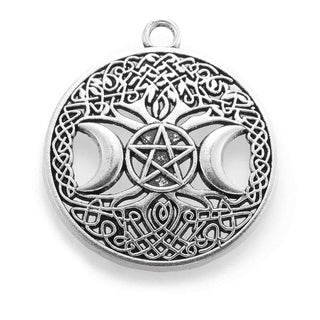 Maxi Dije Medalón Diosa de la Luna Triple Estilo Tibetano Tono Plata Envejecida 39x34x2.5mm | 1 ud