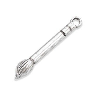 Dije Pincel Estilo Tibetano Tono Plata Envejecida 29.5x4.5x4.5mm | 7 uds
