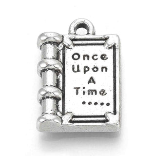 Dije Libro de Cuentos Estilo Tibetano Tono Plata Envejecida 17.5x12x3mm | 6 uds