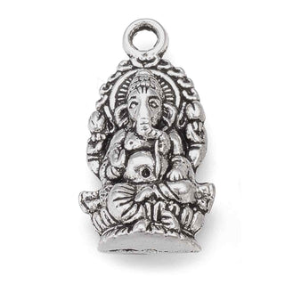 Dije Ganesh Elefante Hindú Estilo Tibetano Tono Plata Envejecida 26.5x14x5mm | 5 uds