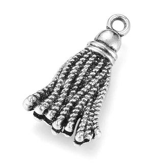 Dije Borla y Tapacinta Tono Plata Envejecida 20x12x5mm | 6 uds