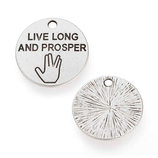 Dije Redondo "Larga Vida y Prosperidad" Estilo Tibetano Tono Plata Envejecida 20mm | 4 uds