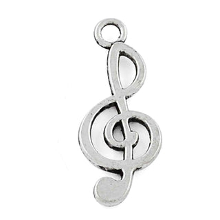 Dije Clave de Sol Estilo Tibetano Tono Plata Envejecida 26x10x1mm | 14 uds
