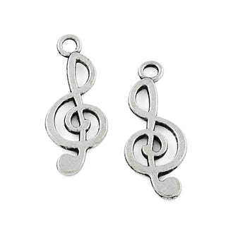 Dije Clave de Sol Estilo Tibetano Tono Plata Envejecida 26x10x1mm | 14 uds