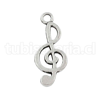 Colgantes de aleación de zinc estilo tibetano, clave de sol, llave de sol, nota musical, 26x10x1mm.