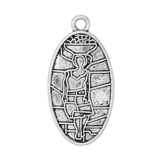 Maxi Dije Ovalado Diseño Paisaje Estilo Tibetano Tono Plata Envejecida 50x21mm | 3 uds