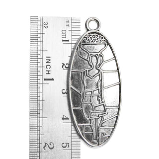 Maxi Dije Ovalado Diseño Paisaje Estilo Tibetano Tono Plata Envejecida 50x21mm | 3 uds