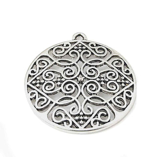 Maxi Dije Mandala Tipo Filigrana Estilo Tibetano Tono Plata Envejecida 35mm | 1 ud