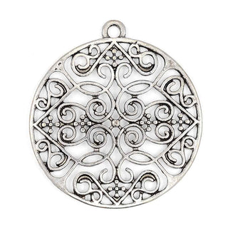 Maxi Dije Mandala Tipo Filigrana Estilo Tibetano Tono Plata Envejecida 35mm | 1 ud