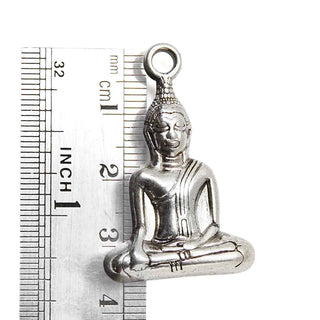 Maxi Dije Buda Sólido Estilo Tibetano Tono Plata Envejecida 36x23x8mm | 1 ud