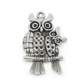 Maxi Dije Búhos con Ajuste para Rhinestone Estilo Tibetano Tono Plata Envejecida 43x28x4mm | 2 uds