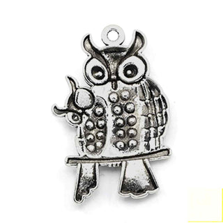 Maxi Dije Búhos con Ajuste para Rhinestone Estilo Tibetano Tono Plata Envejecida 43x28x4mm | 2 uds