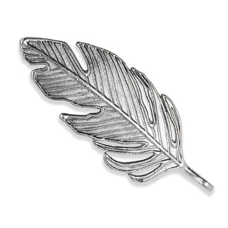 Maxi Dije Pluma Estilo Tibetano Tono Plata Envejecida 62x23x2mm | 1 ud