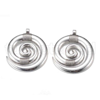 Colgante de aleación estilo tibetano, grandes, espiral, 51×45.5x4mm.