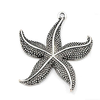 Maxi Dije Estrella de Mar Estilo Tibetano Tono Plata Envejecida 49x43.5x4.5mm | 1 ud