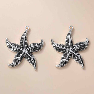 Maxi Dije Estrella de Mar Estilo Tibetano Tono Plata Envejecida 49x43.5x4.5mm | 1 ud