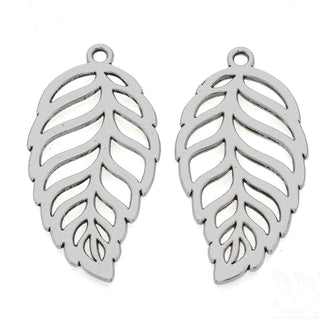 Maxi Dije Hoja Estilo Tibetano Tono Plata Envejecida 49.5x26x2mm | 2 uds