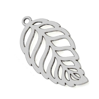 Maxi Dije Hoja Estilo Tibetano Tono Plata Envejecida 49.5x26x2mm | 2 uds