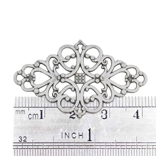 Maxi Dije Conector Rombo Tipo Filigrana Diseño Floral Tono Plata Envejecida 25x42x1.5mm | 2 uds